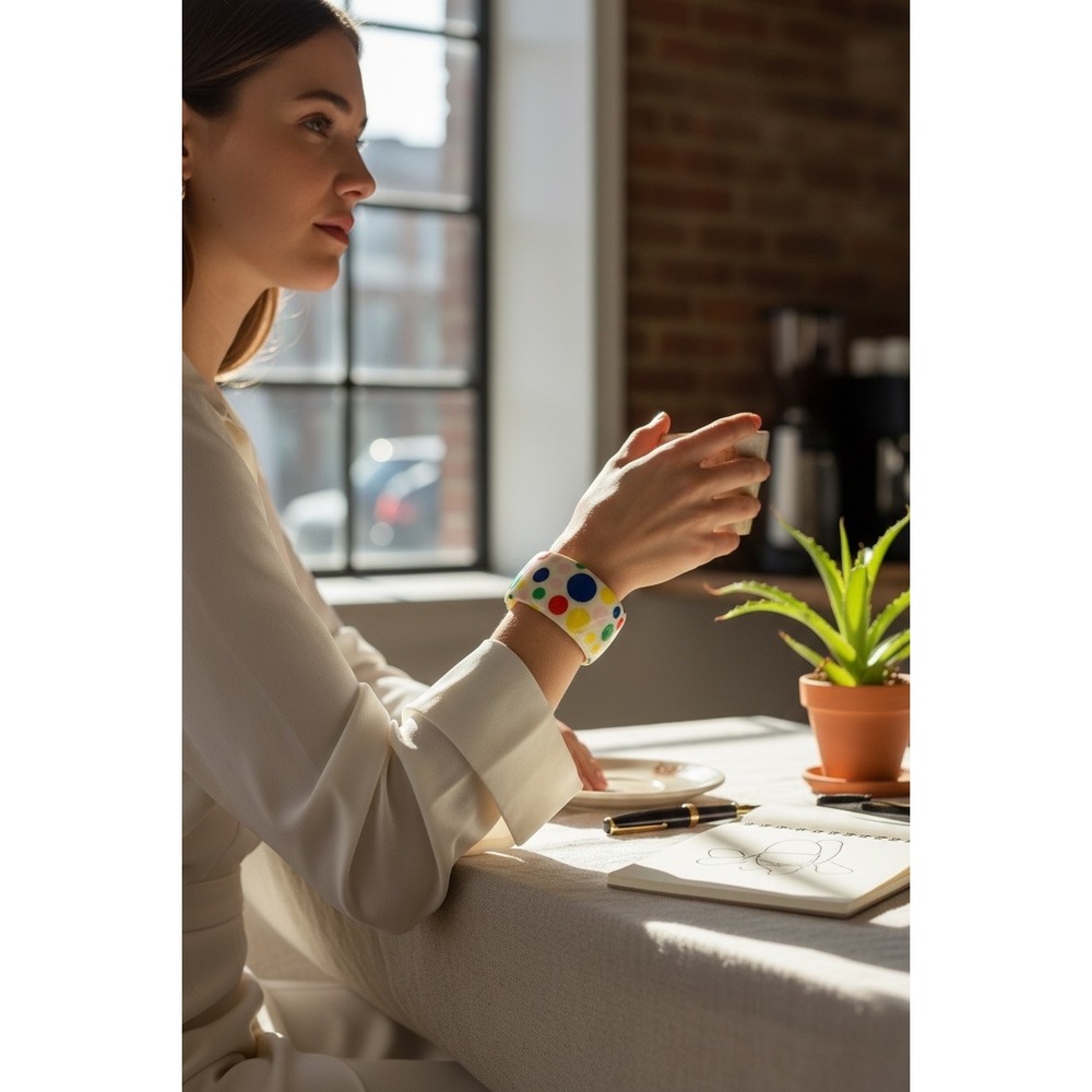 Unbranded Polka Dot Bangle‎ Women OS Multicolor Chunky Resin Retro Mod